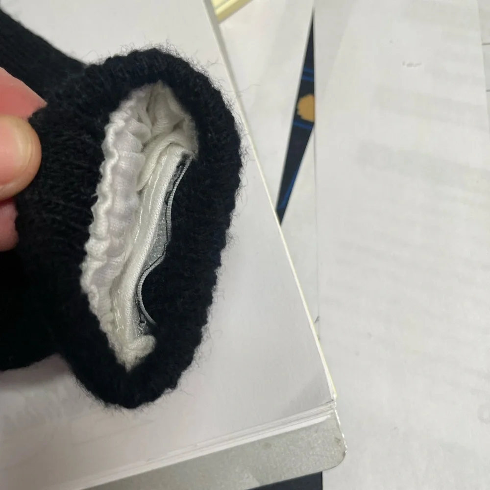 Adult Solid Black Light Up White Fingertip Gloves